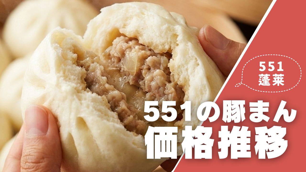 551蓬莱の豚まんのアップ写真。1990年代以来の価格推移と値上げの歴史をまとめた記事のサムネイル。